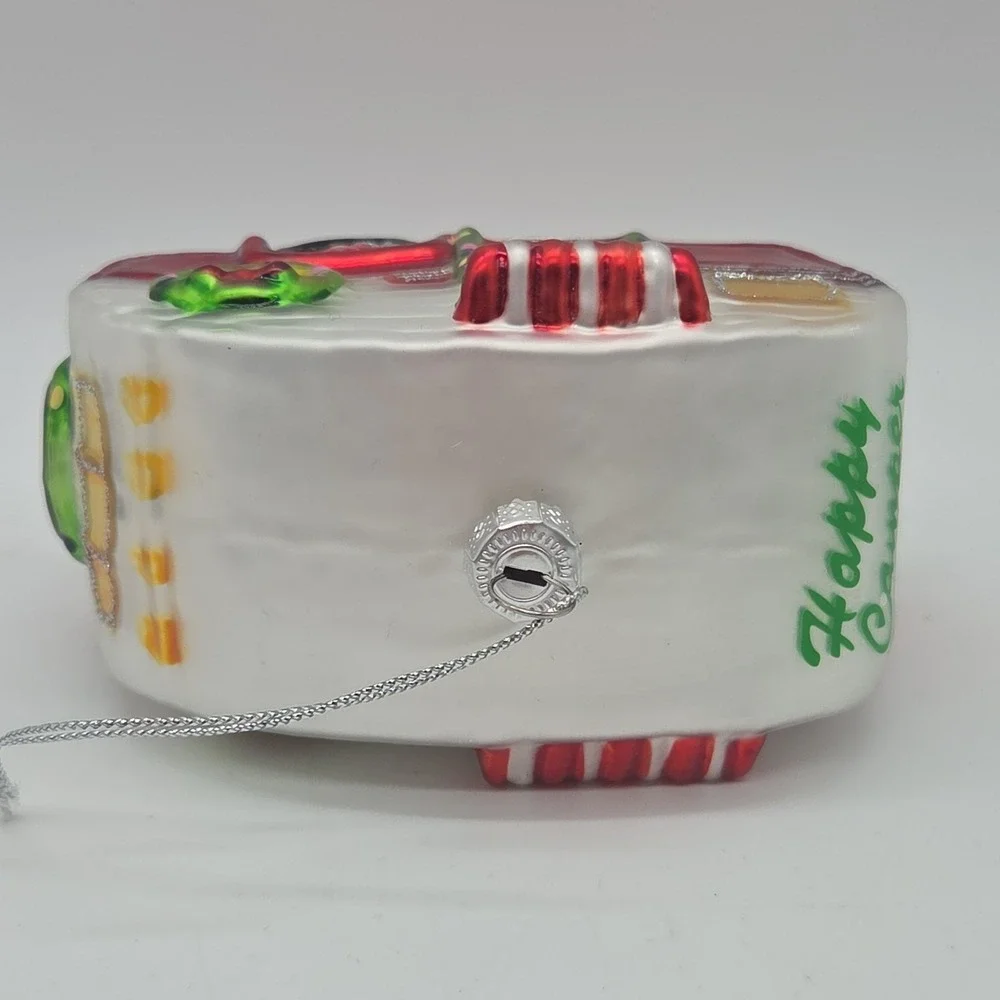 Robert Stanley Happy Camper Travel Trailer RV Blown Glass Christmas Ornament